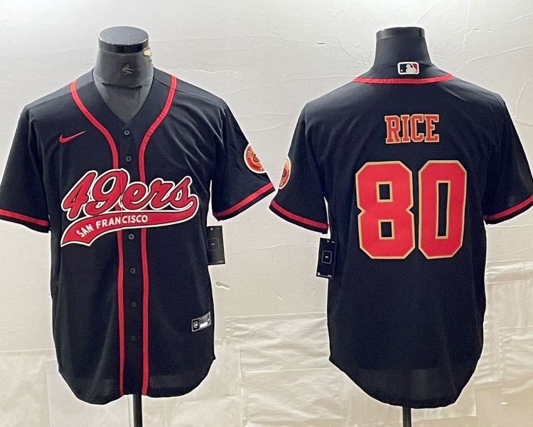 Men's San Francisco 49ers Jerry Rice #80 Black Jersey Joint Edition