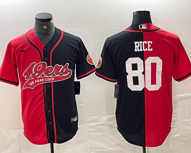 Men's San Francisco 49ers Jerry Rice #80 Red/Black Jersey Joint Edition
