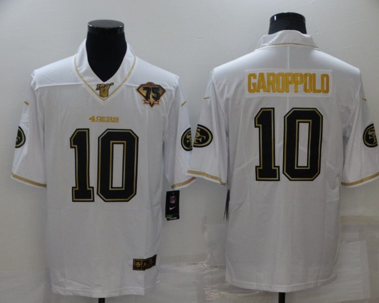 Men's San Francisco 49ers Jimmy Garoppolo #10 White 75th Anniversary Jersey