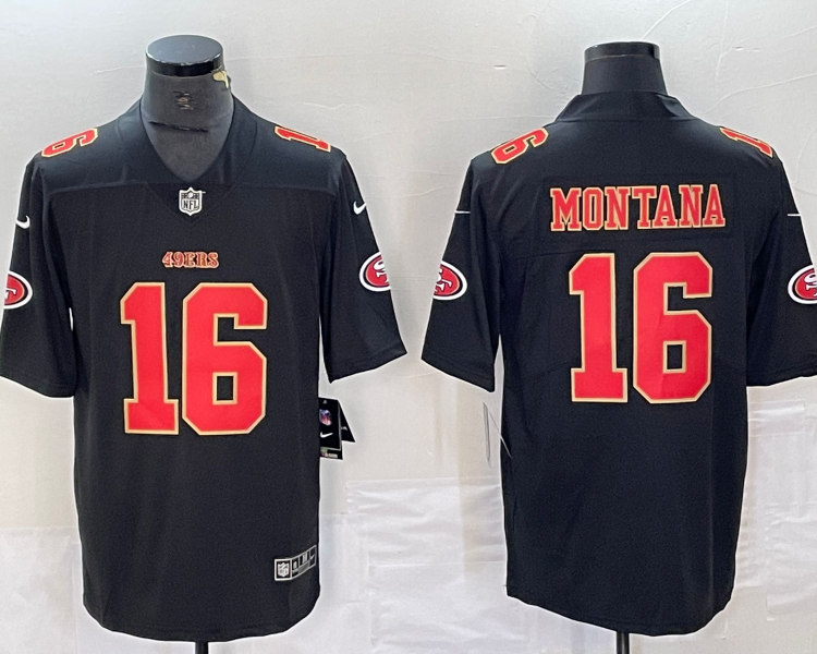Men's San Francisco 49ers Joe Montana #16 Black Jersey