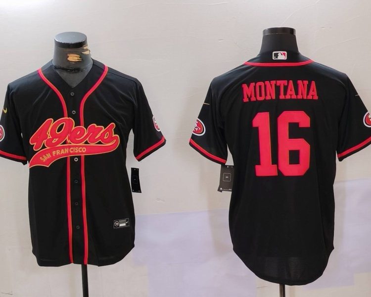 Men's San Francisco 49ers Joe Montana #16 Black Jersey