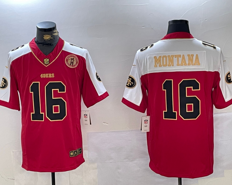 Men's San Francisco 49ers Joe Montana #16 Scarlet Jersey