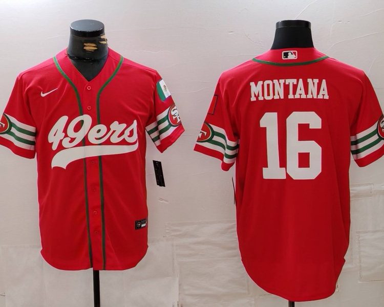 Men's San Francisco 49ers Joe Montana #16 Scarlet Jersey