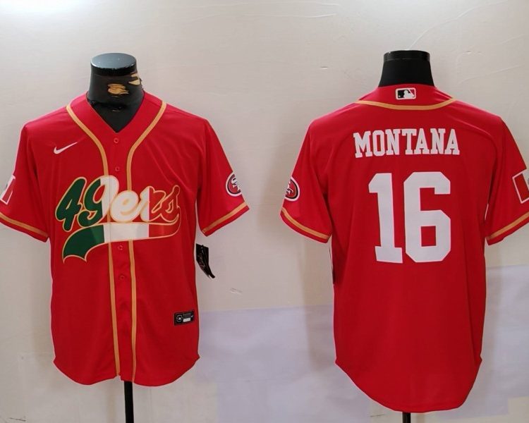 Men's San Francisco 49ers Joe Montana #16 Scarlet Jersey