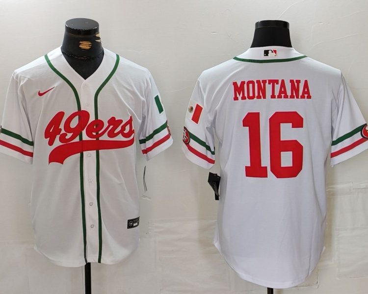 Men's San Francisco 49ers Joe Montana #16 White Jersey