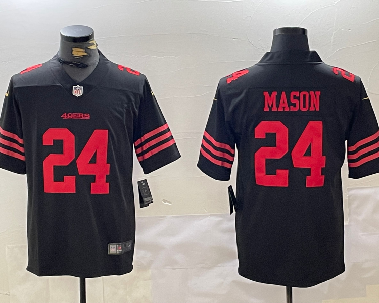 Men's San Francisco 49ers Jordan Mason #24 Black Jersey