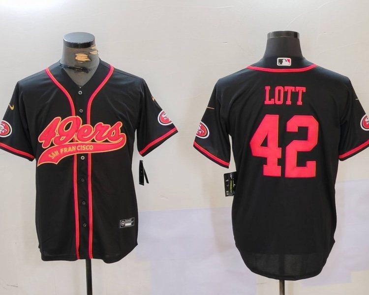 Men's San Francisco 49ers Ronnie Lott #42 Black Jersey