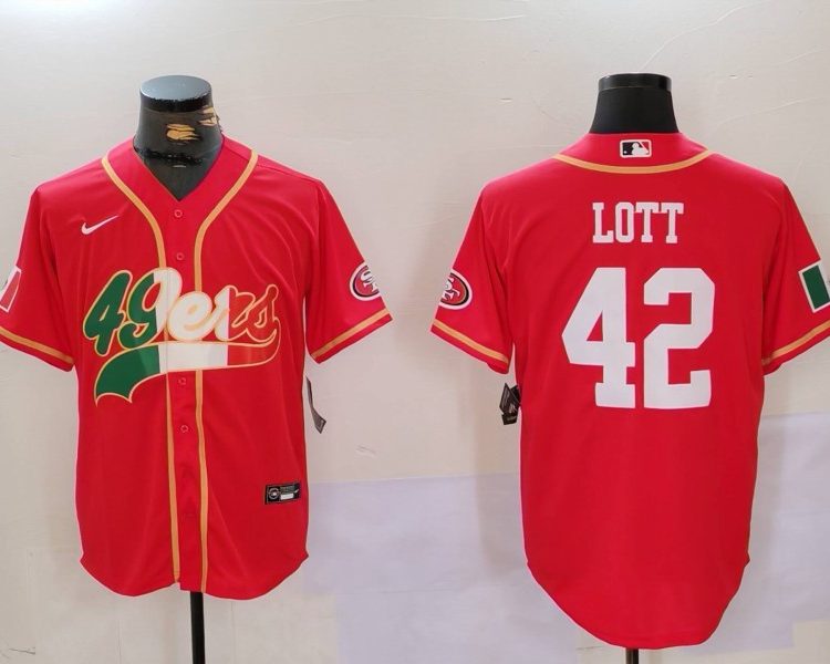 Men's San Francisco 49ers Ronnie Lott #42 Scarlet Jersey