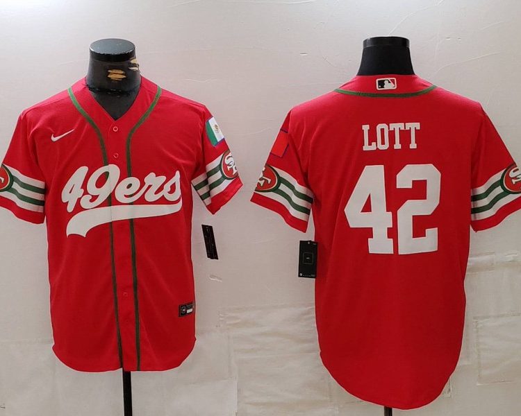 Men's San Francisco 49ers Ronnie Lott #42 Scarlet Jersey