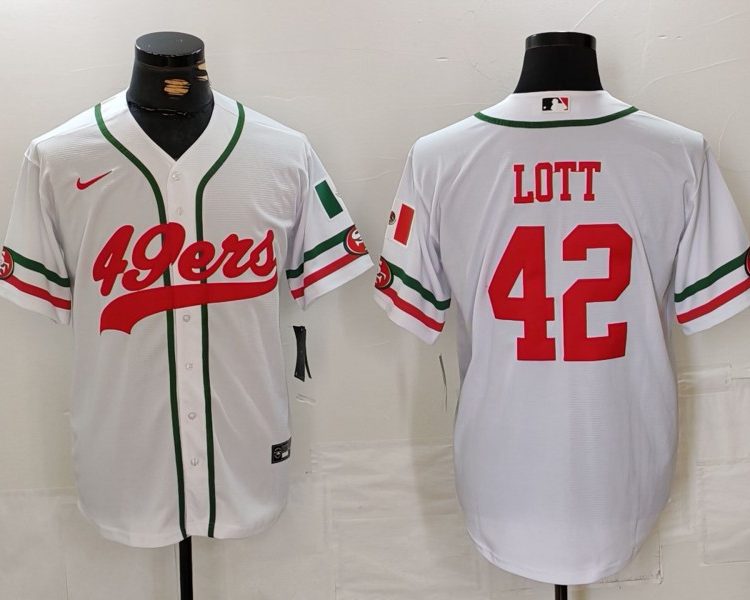 Men's San Francisco 49ers Ronnie Lott #42 White Jersey