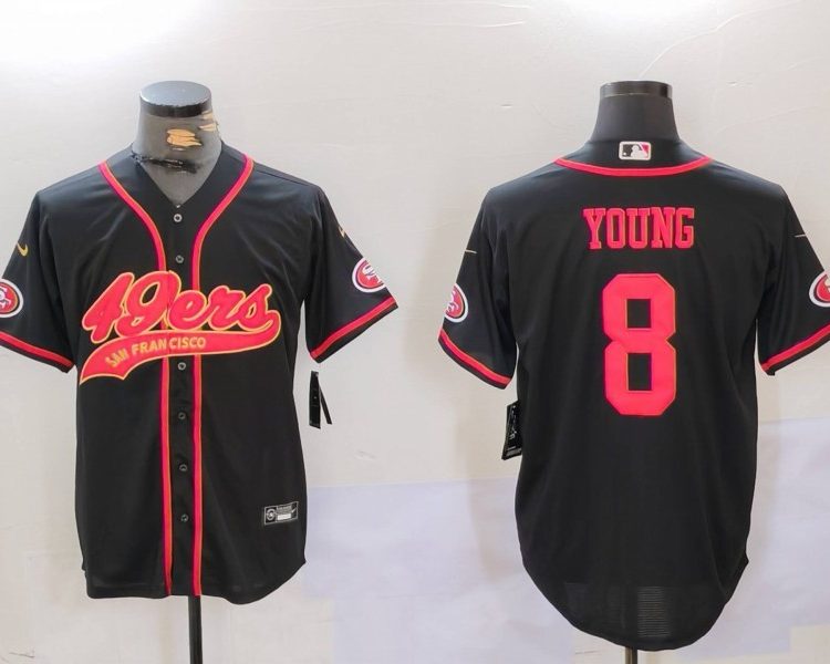 Men's San Francisco 49ers Steve Young #8 Black Jersey