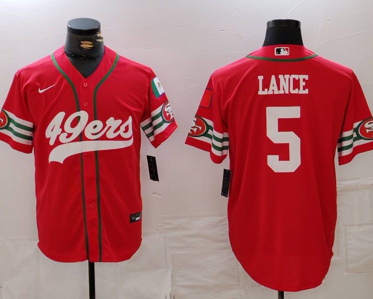 Men's San Francisco 49ers Trey Lance #5 Scarlet Jersey