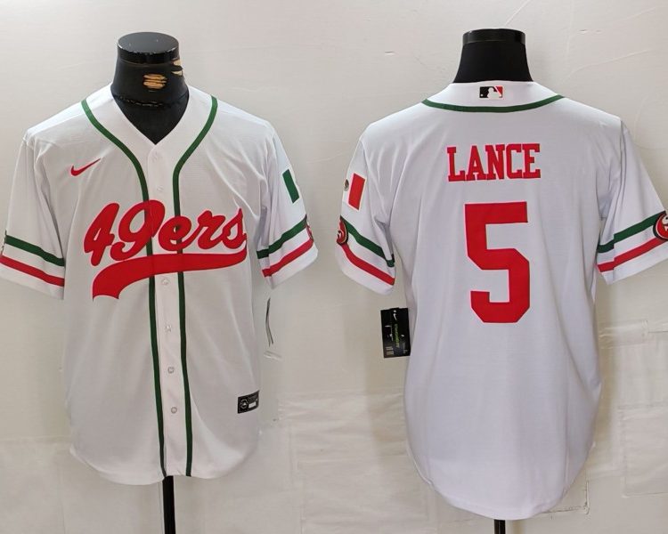 Men's San Francisco 49ers Trey Lance #5 White Jersey