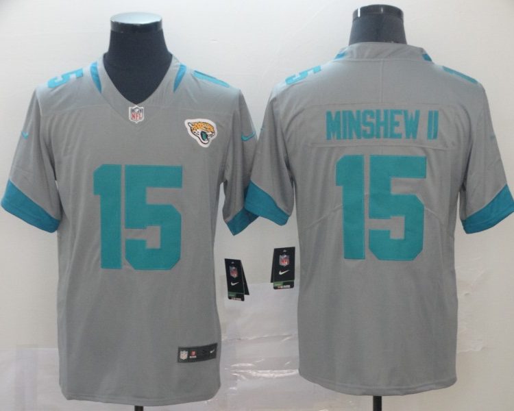 Men's Jacksonville Jaguars Gardner Minshew II #15 Gray Inverted Legend Jersey
