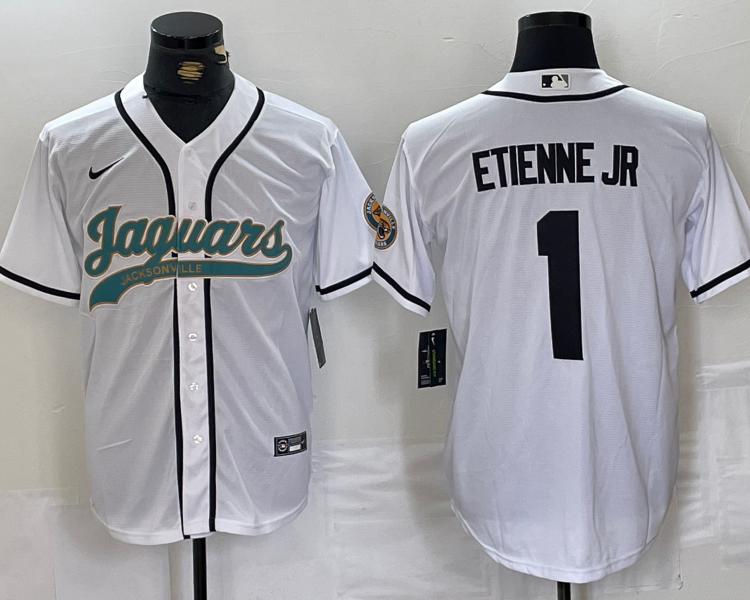 Men's Jacksonville Jaguars Travis Etienne Jr #1 White Jersey
