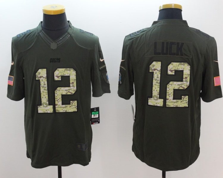 Men's Indianapolis Colts Andrew Luck #12 Army Green Jersey