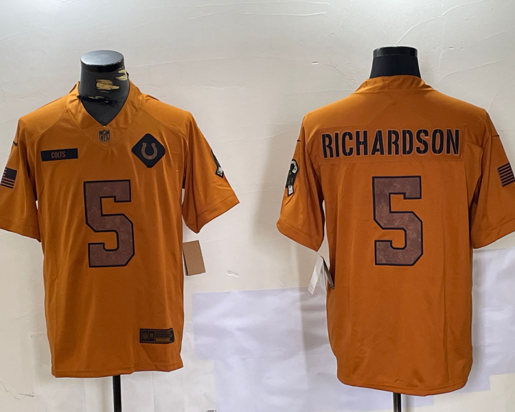 Men's Indianapolis Colts Anthony Richardson #5 Brown Salute To Service Limited Jersey