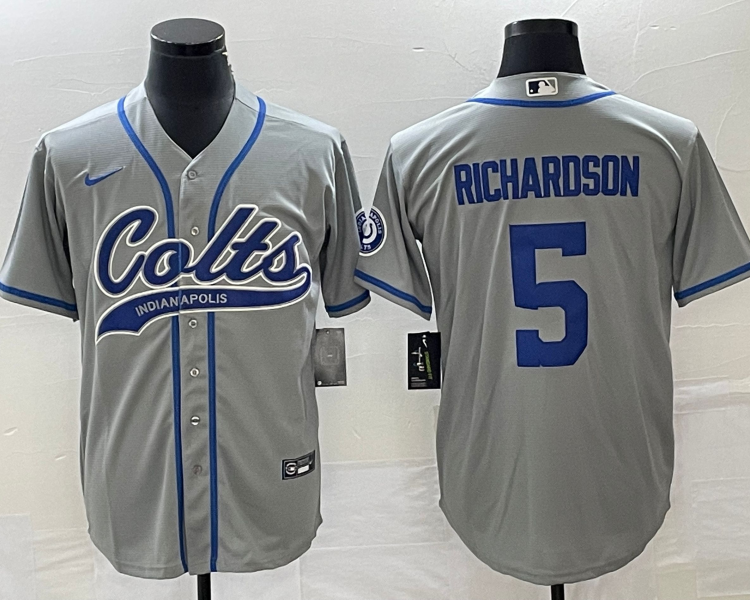 Men's Indianapolis Colts Anthony Richardson #5 Gray Jersey Joint Edition