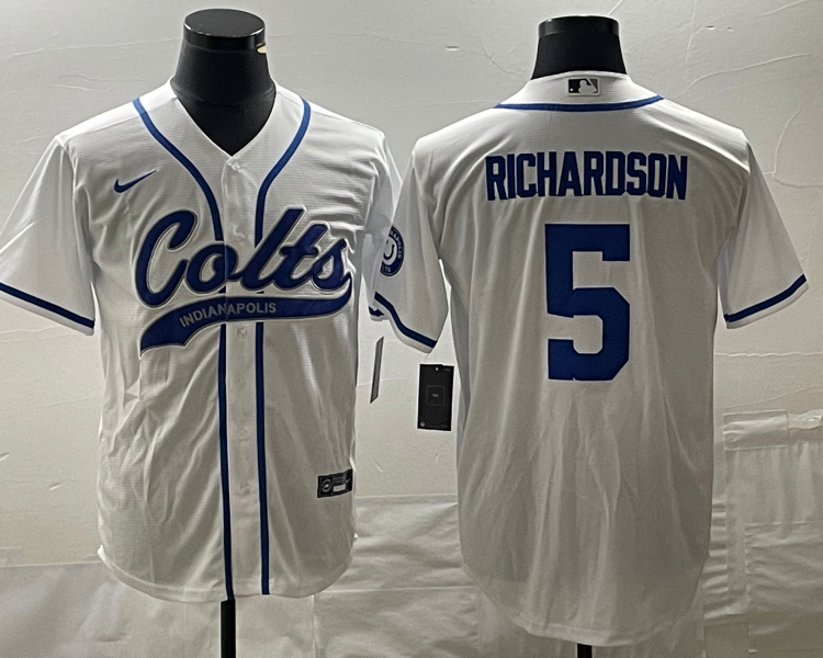 Men's Indianapolis Colts Anthony Richardson #5 White Jersey Joint Edition