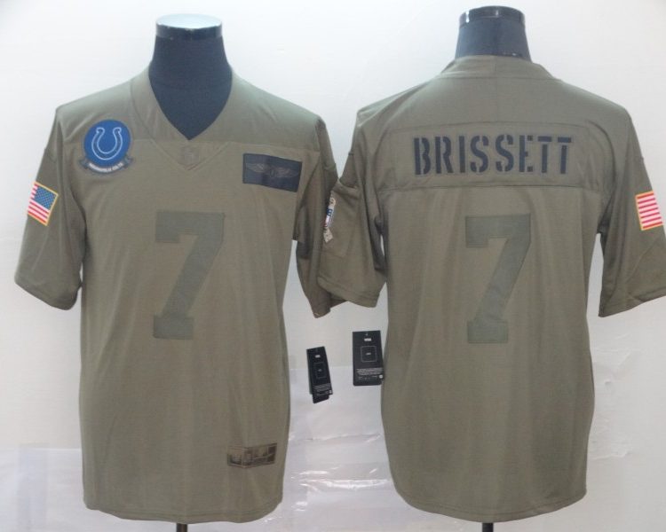 Men's Indianapolis Colts Jacoby Brissett Brown Jersey