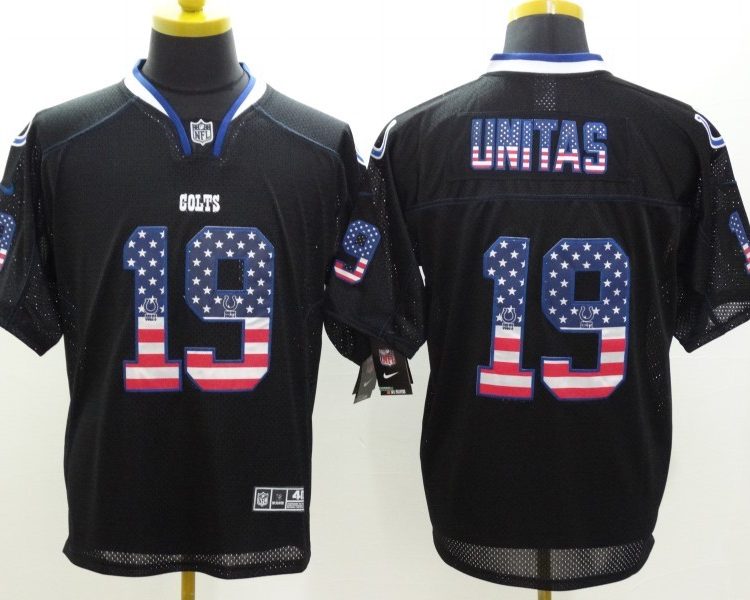 Men's Indianapolis Colts Johnny Unitas #19 Black Jersey