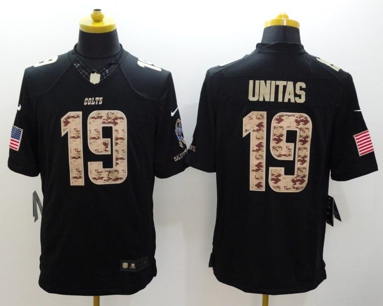 Men's Indianapolis Colts Johnny Unitas #19 Black Jersey