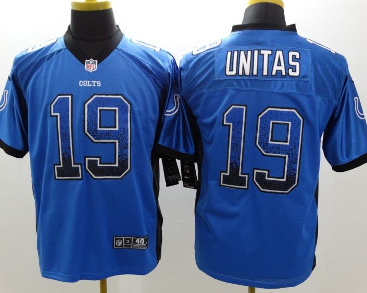 Men's Indianapolis Colts Johnny Unitas #19 Blue Jersey