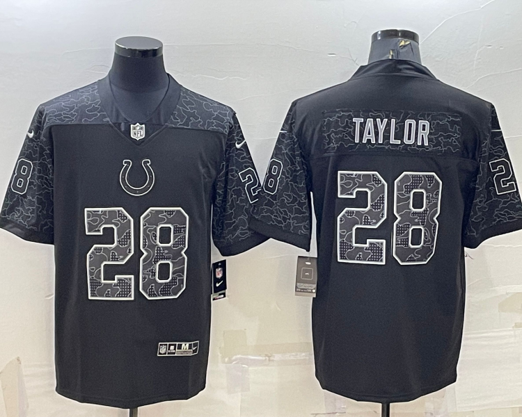 Men's Indianapolis Colts Jonathan Taylor #28 Black RFLCTV Limited Jersey