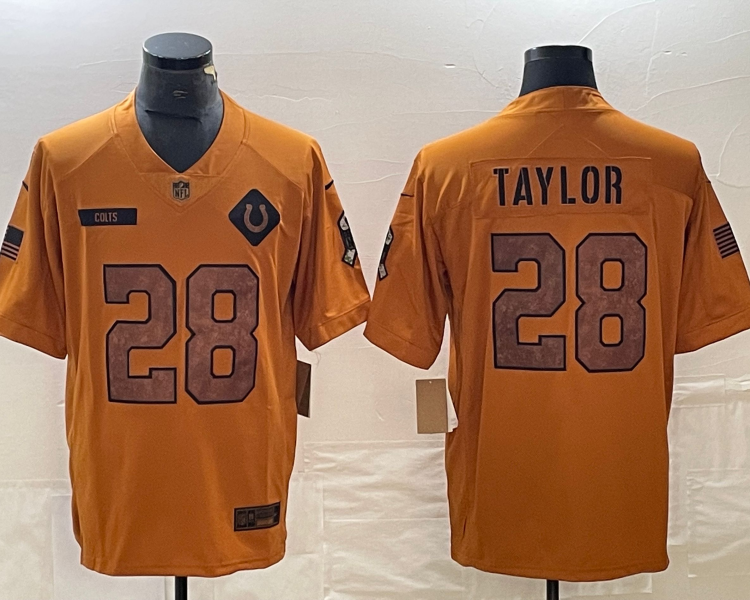 Men's Indianapolis Colts Jonathan Taylor #28 Brown 2023 Salute To Service Limited Jersey