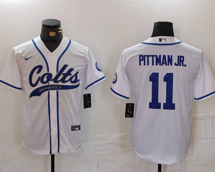 Men's Indianapolis Colts Michael Pittman Jr. #11 White Jersey