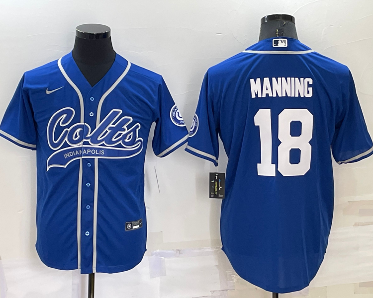 Men's Indianapolis Colts Peyton Manning #18 Royal Jersey Joint Edition