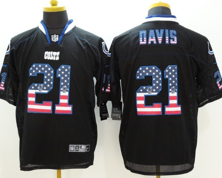 Men's Indianapolis Colts Vontae Davis #21 Black Jersey