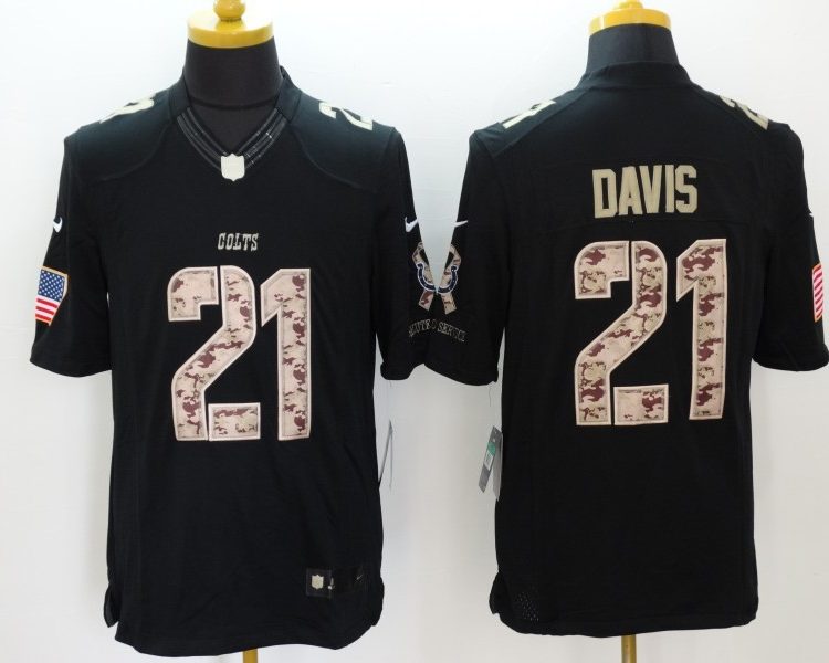 Men's Indianapolis Colts Vontae Davis #21 Black Jersey