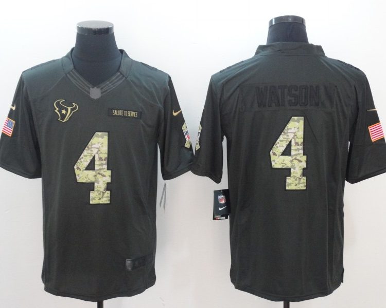 Men's Houston Texans #4 Deshaun Watson Black Authentic Jersey