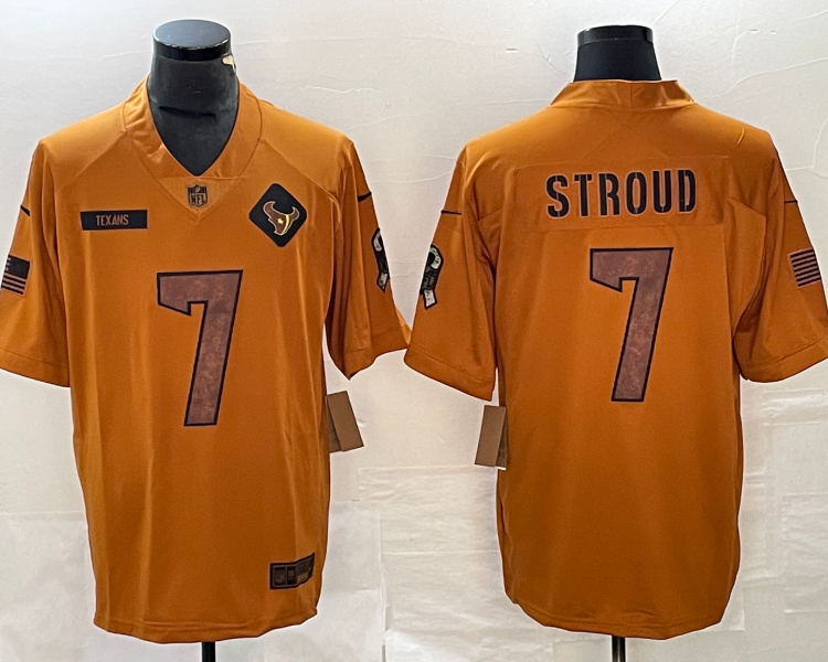 Men's Houston Texans C.J. Stroud #7 Brown 2023 Salute To Service Limited Jersey