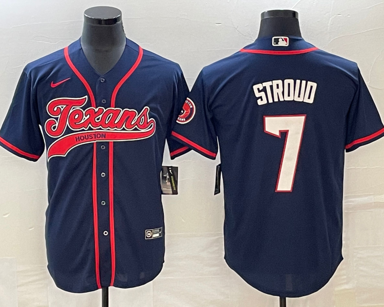 Men's Houston Texans C.J. Stroud #7 Navy Jersey Joint Edition