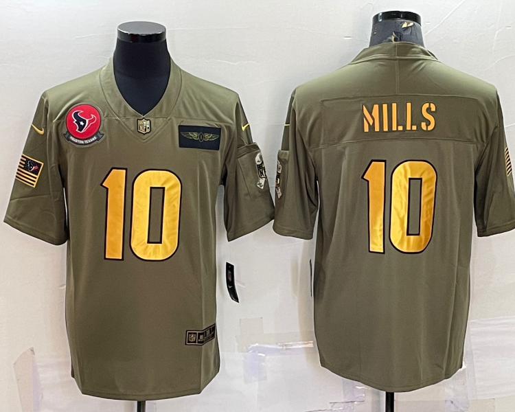 Men's Houston Texans Davis Mills #10 Brown Jersey