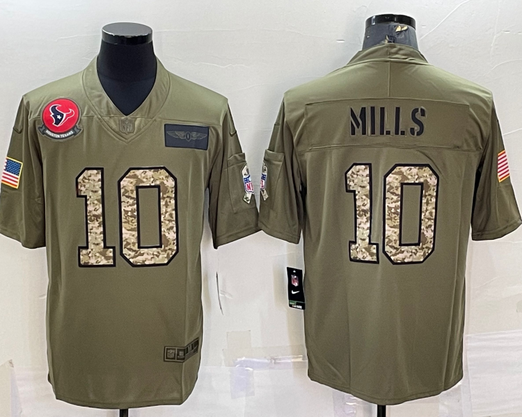 Men's Houston Texans Davis Mills #10 Brown Jersey