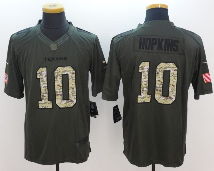 Men's Houston Texans DeAndre Hopkins #10 Army Green Jersey