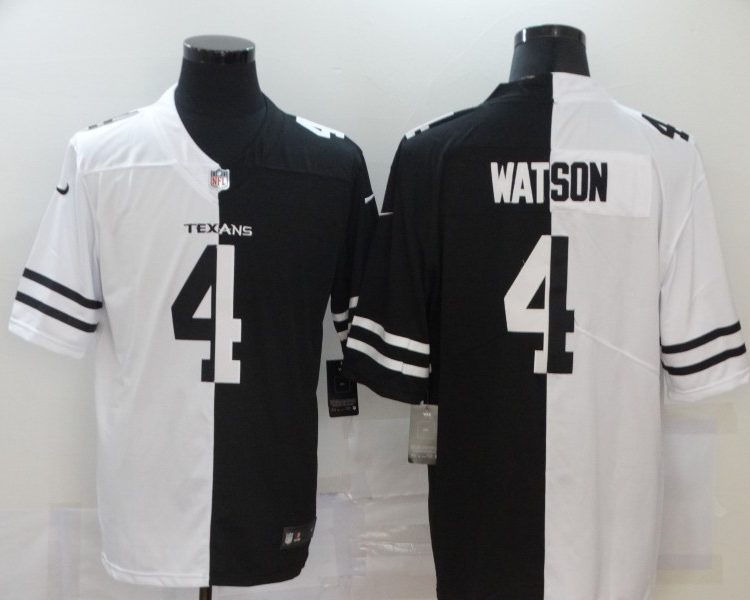 Men's Houston Texans Deshaun Watson #4 Black/White Jersey