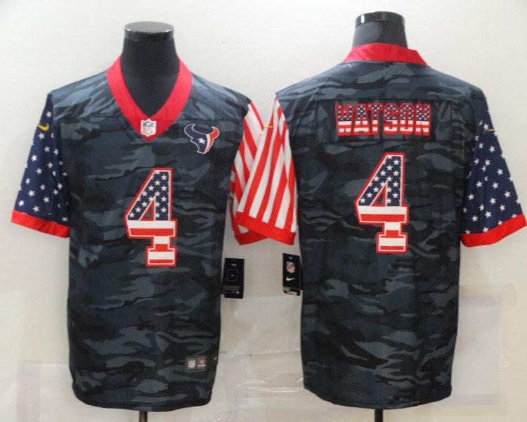 Men's Houston Texans Deshaun Watson #4 Gray Camouflage Jersey