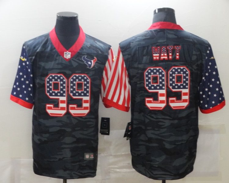 Men's Houston Texans J.J. Watt #99 Gray Camouflage Jersey