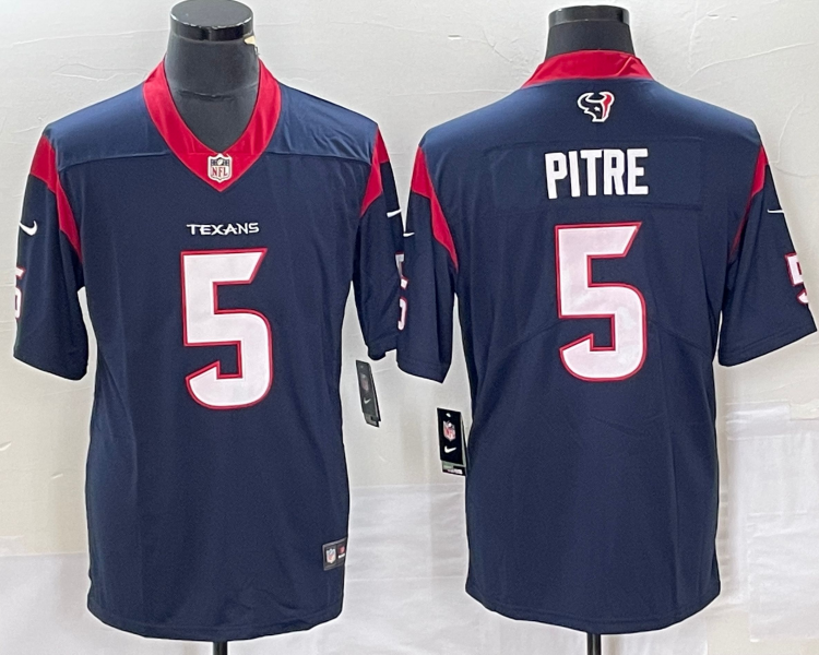 Men's Houston Texans Jalen Pitre #5 Navy Jersey