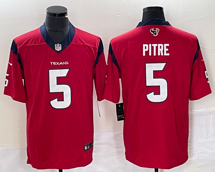 Men's Houston Texans Jalen Pitre #5 Red Jersey