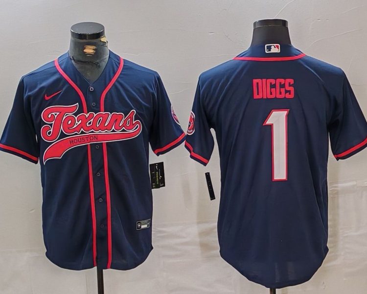 Men's Houston Texans Stefon Diggs #1 Navy Jersey