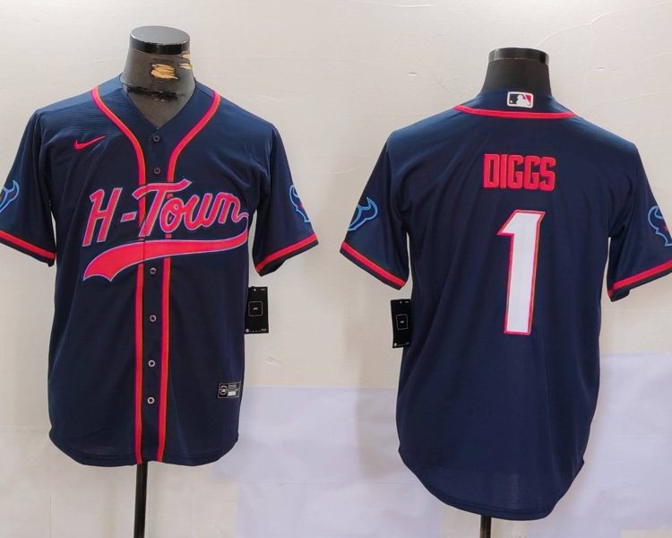 Men's Houston Texans Stefon Diggs #1 Navy Jersey