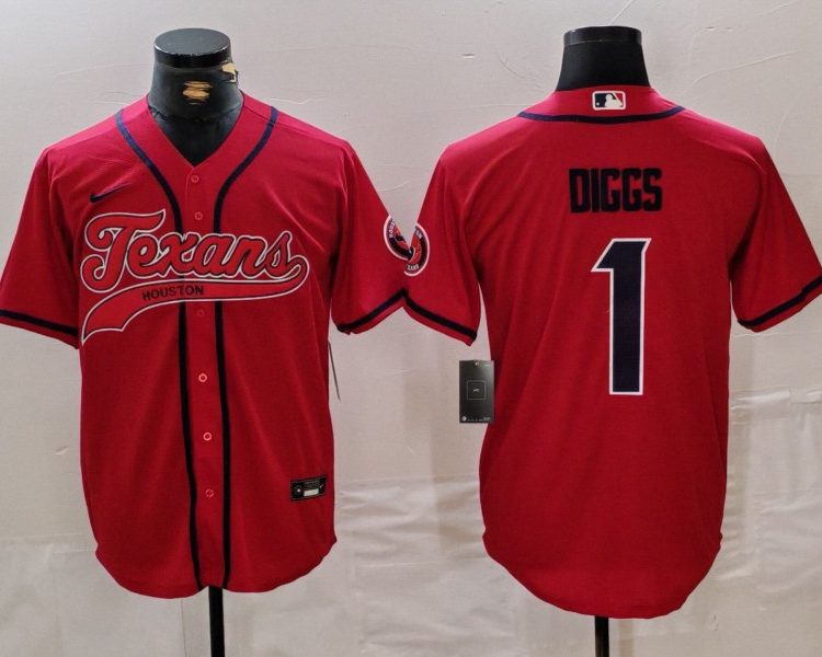 Men's Houston Texans Stefon Diggs #1 Red Jersey