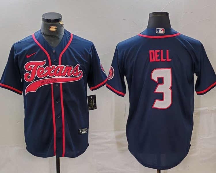 Men's Houston Texans Tank Dell #3 Navy Jersey