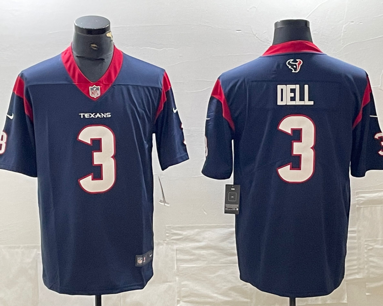 Men's Houston Texans Tank Dell #3 Navy Jersey