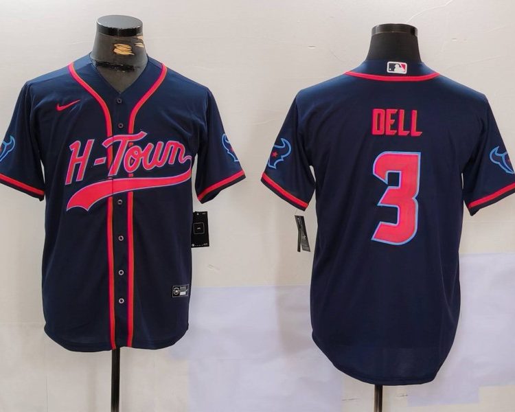 Men's Houston Texans Tank Dell #3 Navy Jersey